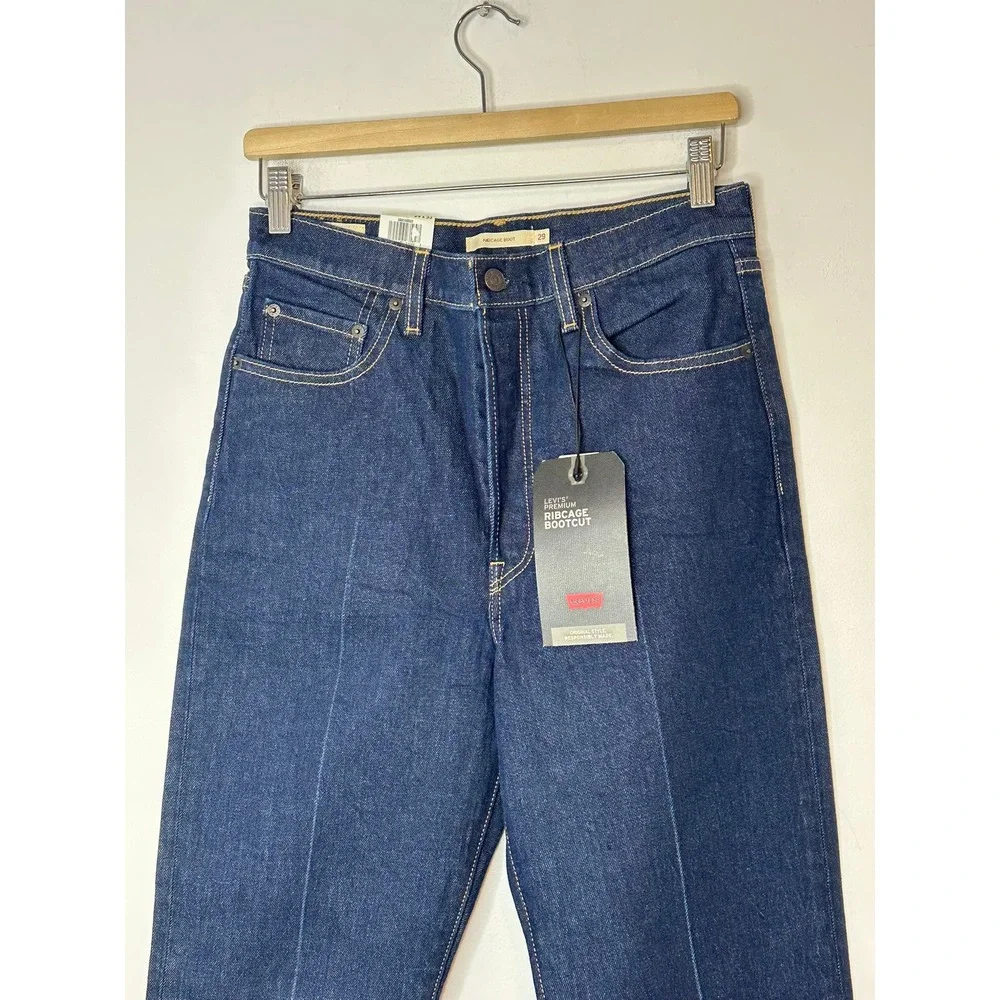 Levi's Premium Ribcage Bootcut Jeans‎ Women 29 X 33 Dark Blue High Rise NWT